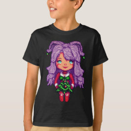 Paars haar meisje t-shirt
