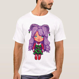 Paars haar meisje t-shirt