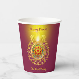 Paars Happy Diwali Papieren Bekers