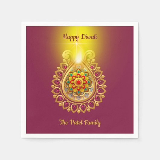 Paars Happy Diwali Servet (Voorkant)