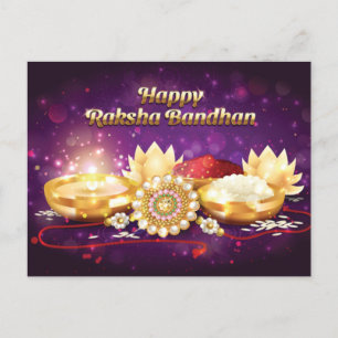 Paars Happy Raksha Bandhan Sparkle Briefkaart
