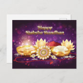 Paars Happy Raksha Bandhan Sparkle Briefkaart (Voorkant / Achterkant)