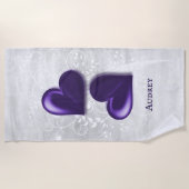 Paars hart Aangepaste keuken Strandlaken (Voorkant)