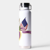 Paars hart dan koper vacuüm geïsoleerd uit vacuüm waterfles (Achterkant)