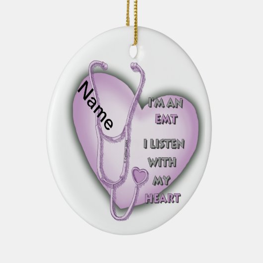 Paars hart EMT Keramisch Ornament (Rechts)