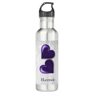 Paars hart Gepersonaliseerd Waterfles