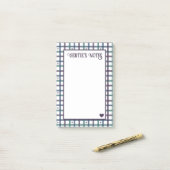 Paars Hart Gingham Post-it® Notes (Op bureau)