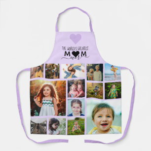 Paars hart grootste mam ooit foto collage schort