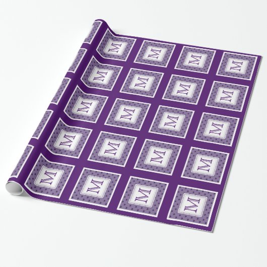 Paars hart: Monogram pakpapier (Uitgerold)