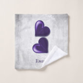 Paars hart Persoonlijke badhanddoekset Bad Handdoek (Wasdoekje)