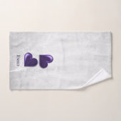 Paars hart Persoonlijke badhanddoekset Bad Handdoek (Handdoek)