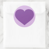 Paars hart ronde sticker (Tas)