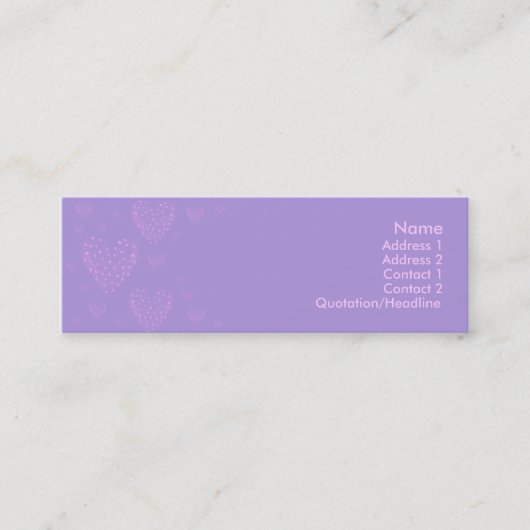 Paars hart Skinny Card 2 Mini Visitekaartje (Voorkant)