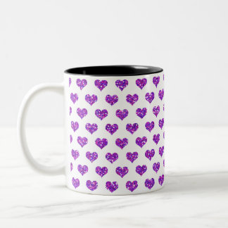 Paars hart tweekleurige koffiemok
