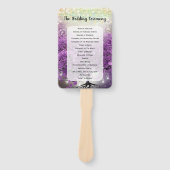 Paars-Heart Leaf Tree Wedding Program Fan Handwaaier (Voorkant)