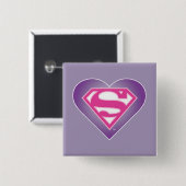 Paars Heart S-Shield Vierkante Button 5,1 Cm (Voorkant /achterkant)