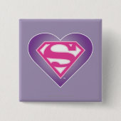 Paars Heart S-Shield Vierkante Button 5,1 Cm (Voorkant)
