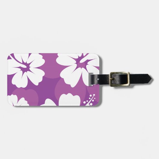 Paars Hibiscus Pattern Bagagelabel (Voorkant horizontaal)