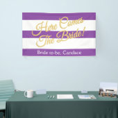 Paars, hier komt de bride, Vrijgezellenfeest banne Spandoek (Beurs)