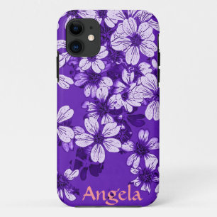paars hoesje met witte bloemen