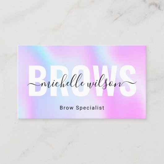 Paars holografisch microblaadsprekeraar visitekaartje (Voorkant)