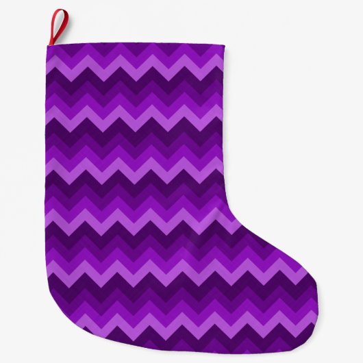 Paars Hombre Large Chevron ZigZag Pattern Grote Kerstsok (Voorkant)