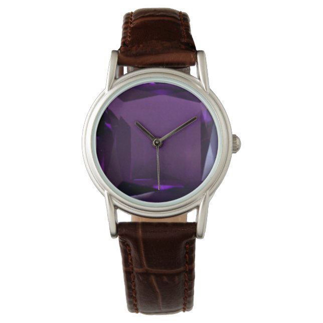 Paars horloge, Amethyst Gemstone Horloge (Voorkant)