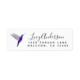 Paars Hummingbird return address Label