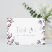 Paars huwelijk bedankkaart (Staand voorkant)