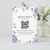 Paars Hydrangea Waterverf Floral RSVP Informatiekaartje (Staand voorkant)