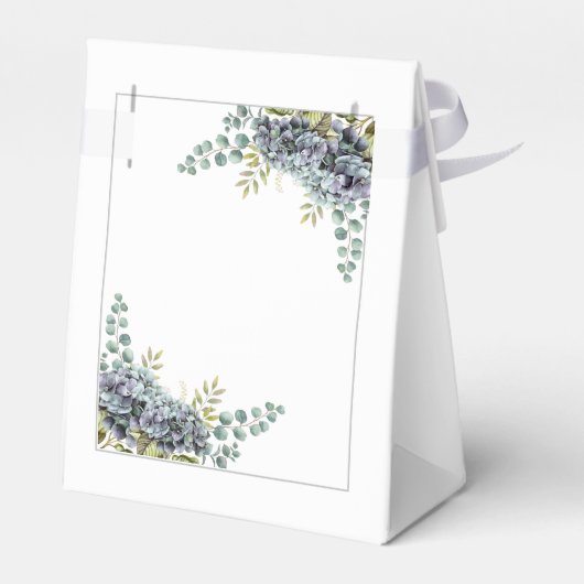 Paars Hydrangeas Eucalyptus Favor Box Bedankdoosjes (Achterkant)