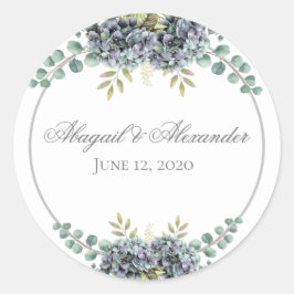 Paars Hydrangeas Eucalyptus Ronde Sticker