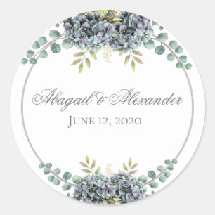 Paars Hydrangeas Eucalyptus Ronde Sticker