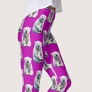 Paars IJsbeer Patroon Ontwerp Leggings