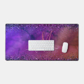 Paars ijzerhoudend geborsteld metaal glitter monog bureaumat (Keyboard & Muis)