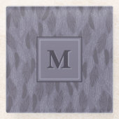 Paars Initiaal Monogram Leaf Pattern Elegant Glazen Onderzetter (Voorkant)