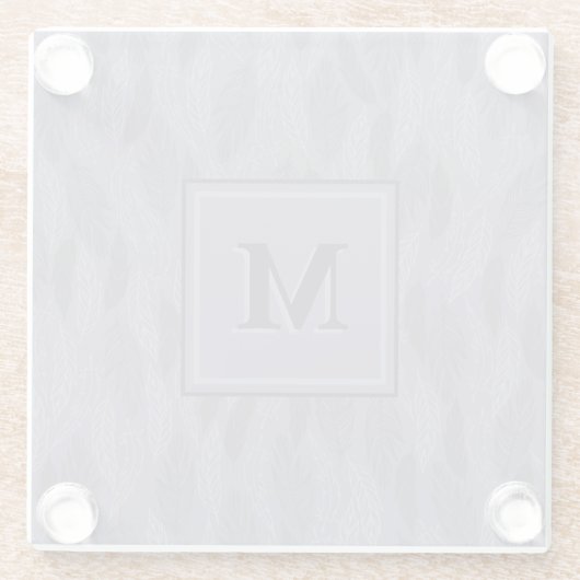 Paars Initiaal Monogram Leaf Pattern Elegant Glazen Onderzetter (Achterkant)