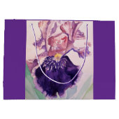 Paars Iris Floral Birthday Cake Favor Box Groot Cadeauzakje (Achterkant)