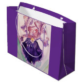 Paars Iris Floral Birthday Cake Favor Box Groot Cadeauzakje (Achterkant Gekanteld)