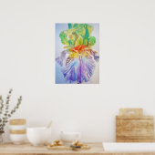 Paars Iris Floral Flowers Waterverf Poster (Keuken)