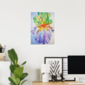 Paars Iris Floral Flowers Waterverf Poster (Thuiskantoor)