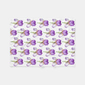 Paars Iris Pattern ~ Chic Floral Blanket Fleece Deken (Voorkant (Horizontaal))