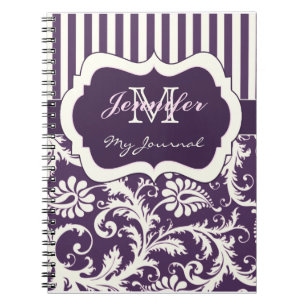 Paars Ivory roze Striped Damask Journal Notitieboe Notitieboek