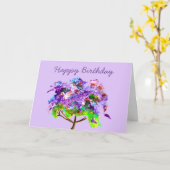 Paars jacaranda waterverf mooie kunst kaart (Gele Bloem)