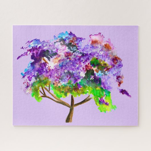 Paars jacaranda waterverf mooie kunst legpuzzel (Horizontaal)