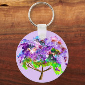 Paars jacaranda waterverf mooie kunst sleutelhanger (Voorkant)
