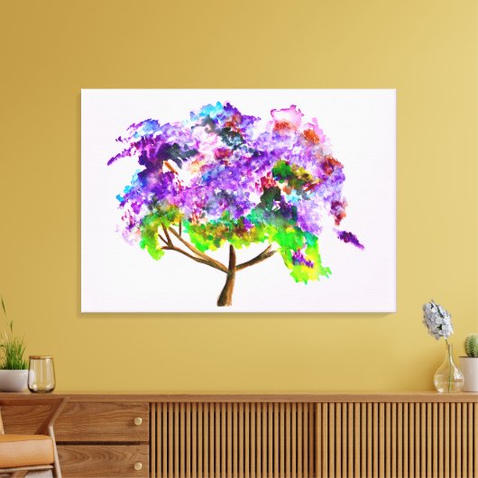 Paars Jacaranda waterverf prima kunst Canvas Afdruk (Insitu (Woonkamer))