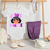 Paars "Jesus Loves Me"-ontwerp  Romper