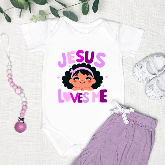 Paars "Jesus Loves Me"-ontwerp  Romper