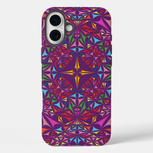 Paars Kaleidoscoop  Patroon iPhone 16 Plus Hoesje